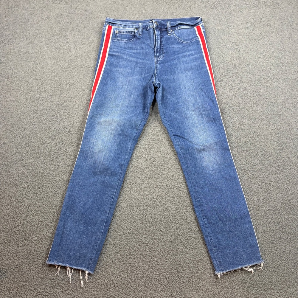 Gap Jeans Womens 10/30 Blue Skinny High Rise Side Stripe Raw Hem 529462-00